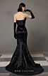 MNM Couture N0631 Crumbcatcher Neckline Strapless Velvet Dress