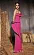 MNM Couture N0647 Asymmetric Peplum Strapless Back Slit Dress