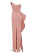 MNM Couture N0647 Asymmetric Peplum Strapless Back Slit Dress
