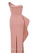 MNM Couture N0647 Asymmetric Peplum Strapless Back Slit Dress