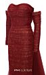 MNM Couture N0656 Removable Sleeve Ruched Lace Dress