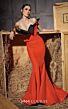 MNM Couture N0661 Crumbcatcher Neck Off-The-Shoulder Belt Dress