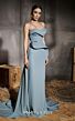 MNM Couture N0664 Overskirt Strapless Asymmetric Peplum Dress