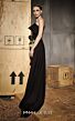 MNM Couture N0667 One-Shoulder Sleeve Draped Rosette Waist Dress