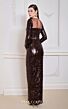 MNM Couture N0668 Illusion Neck Sequined Brown Dress