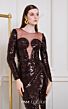 MNM Couture N0668 Illusion Neck Sequined Brown Dress