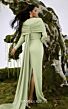 MNM Couture N0672 Long Sleeve Back Streamer Crepe Dress