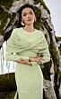 MNM Couture N0672 Long Sleeve Back Streamer Crepe Dress