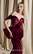 MNM Couture N0702 Velvet Ruched Bust Off-The-Shoulder Dress