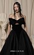 MNM Couture N0713 Belted Waist Bow Neck Velvet Dress