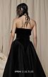 MNM Couture N0713 Belted Waist Bow Neck Velvet Dress