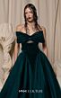 MNM Couture N0713 Belted Waist Bow Neck Velvet Dress