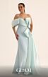 MNM Couture O07802 Side Drape Blue Off The Shoulder Dress