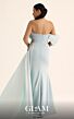 MNM Couture O07802 Side Drape Blue Off The Shoulder Dress