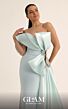 MNM Couture O07802 Side Drape Blue Off The Shoulder Dress