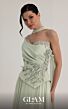 MNM Couture O07856 Draped Bodice Mint A-Line Peplum Dress