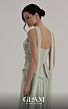 MNM Couture O07856 Draped Bodice Mint A-Line Peplum Dress