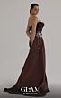 MNM Couture O07862 Strapless V-Neck Brown Side Tail Dress