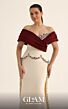 MNM Couture O07865 Off The Shoulder Column Scallop Peplum Dress