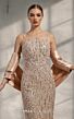 MNM Couture V08061 Spaghetti Strap Beaded Beige Dress