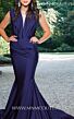 MNM Couture L0001 V-Neck Plunging Neck Draped Dress