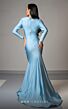 MNM Couture L0002E Draped Bodice Long Sleeve Dress