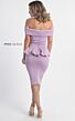 MNM Couture L0003 Front Bow Off-The-Shoulder Peplum Dress