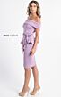 MNM Couture L0003 Front Bow Off-The-Shoulder Peplum Dress
