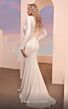 MNM Couture L0048A Draped Bodice Long Sleeve Brocade Dress