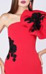 MNM Couture M0042 Ruffle Sleeve Asymmetric Neck Dress