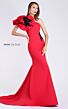 MNM Couture M0042 Ruffle Sleeve Asymmetric Neck Dress