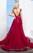 MNM Couture M0083 Scoop Back Illusion Neck Tulle Overskirt Dress