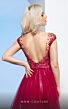 MNM Couture M0083 Scoop Back Illusion Neck Tulle Overskirt Dress