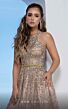 MNM Couture M0086 Halter Neck Bare Back Embellished Dress