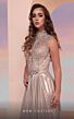 MNM Couture M0087 Embellished Top Cutout Back Metallic Dress