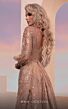 MNM Couture M0099 Bishop Sleeve Long Overskirt Plunging Neck Dress
