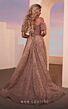 MNM Couture M0100 Long Overskirt Ruffle Sleeve Lace Dress