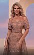 MNM Couture M0100 Long Overskirt Ruffle Sleeve Lace Dress