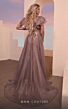 MNM Couture M0101 Long Overskirt Ruffle Sleeve Floral Dress