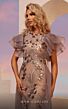 MNM Couture M0101 Long Overskirt Ruffle Sleeve Floral Dress