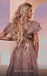 MNM Couture M0101 Long Overskirt Ruffle Sleeve Floral Dress