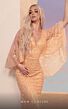 MNM Couture M0106 Cape Sleeve Plunging Neck Glitter Dress