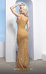 MNM Couture M1001 Scoop Neckline Sharkbite Slit Glitter Dress