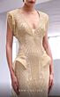 MNM Couture M1004 Side Peplum Plunging Neck Embellished Dress