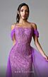 MNM Couture M1047 Beaded Strap Cold-Shoulder Overskirt Dress