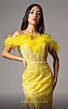 MNM Couture M1048 Feather Neckline High Slit Sequin Dress