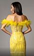 MNM Couture M1048 Feather Neckline High Slit Sequin Dress