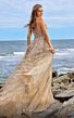 MNM Couture M1050 Feathered Train Multiple Strap Embellished Dress