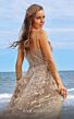 MNM Couture M1050 Feathered Train Multiple Strap Embellished Dress