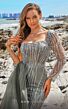 MNM Couture M1053 Side Skirt One Sleeve Sequin Dress